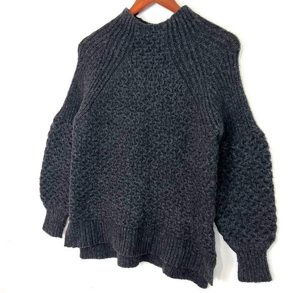 Anthropologie Bia Mock Neck Tunic Alpaca Blend Knit Sweater Grey Size Small - Picture 4 of 11